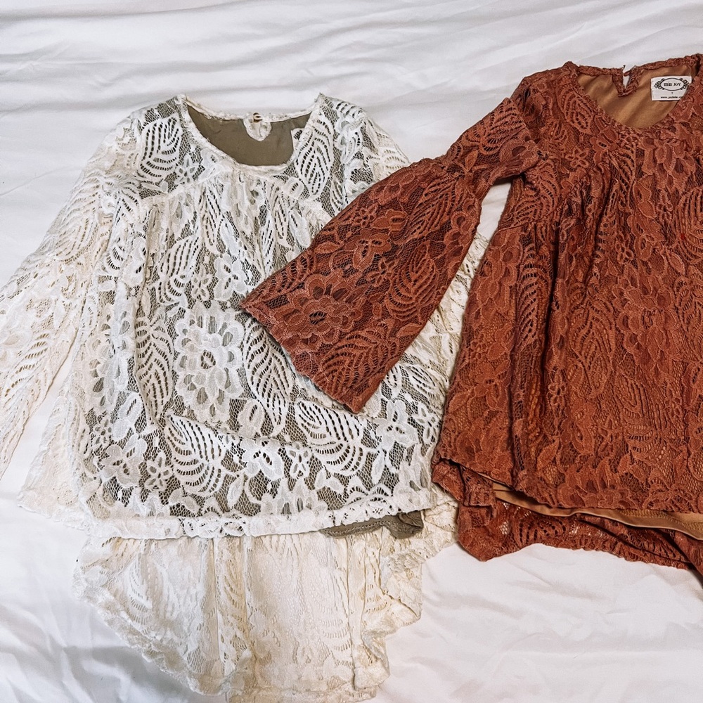 Two pack mia joy girls lace tops